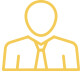 A yellow outline of a person, primarily featuring the upper body, is centered wearing a necktie.