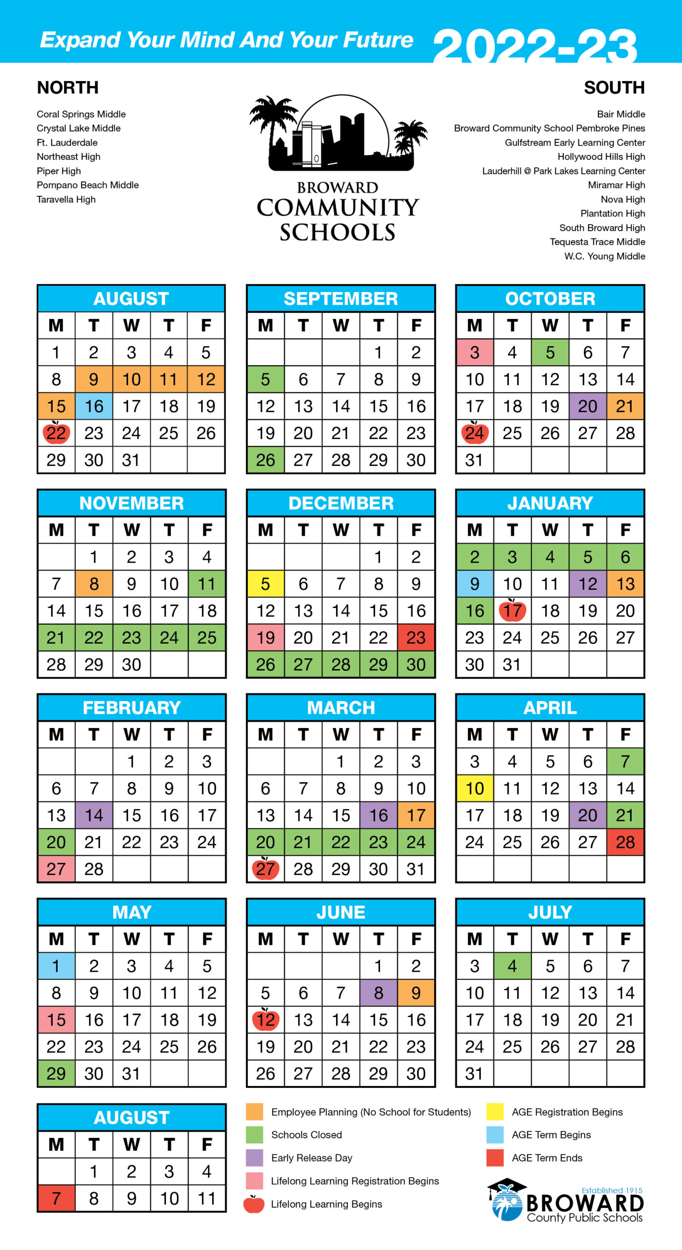 Broward Community Schools Calendar School Terms And Holidays