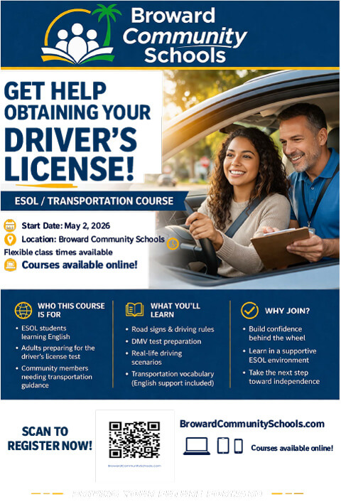 ESOL Drivers Licence training flyer graphic